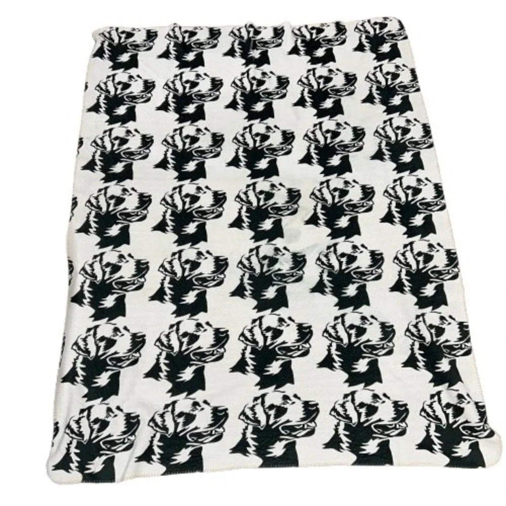 Fleece Throw Blanket 58x74 Black White Labrador Retriever Sherpa